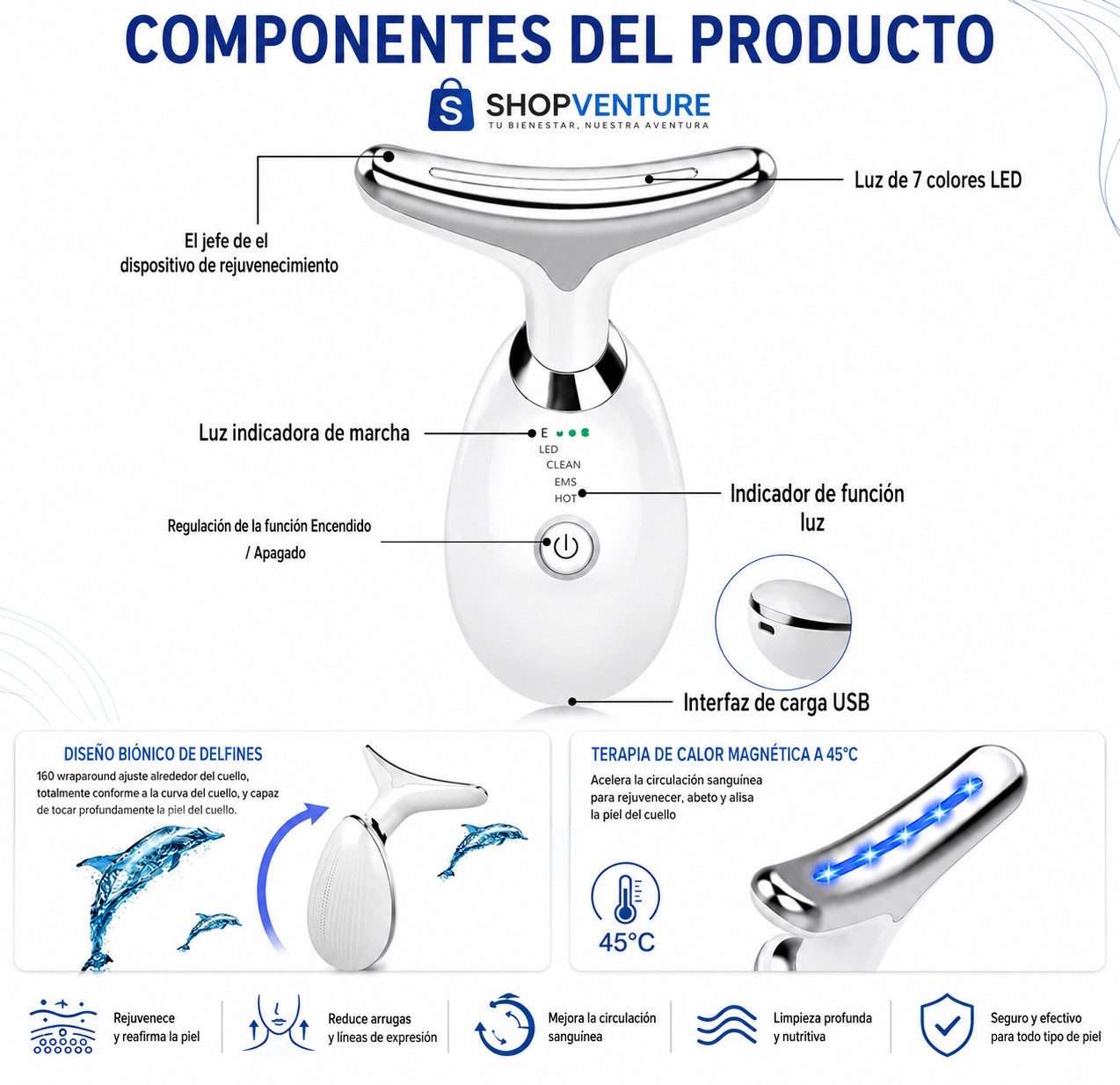 Masajeador Reafirmante Facial LED